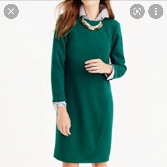 J Crew Long Sleeve Overlap Shift Dress - Picture 2 of 7